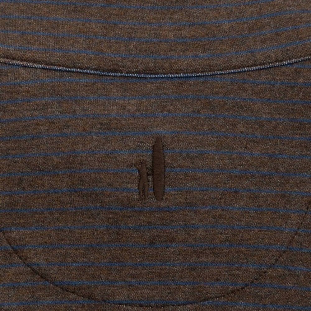 Johnnie-O Skiles Striped Quarter Zip Pullover Bison Size XL Brown Blue Stripes - Picture 9 of 11
